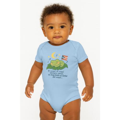 El Coquí Lullaby Baby Onesie | Puerto Rican Flag, Frog & Music