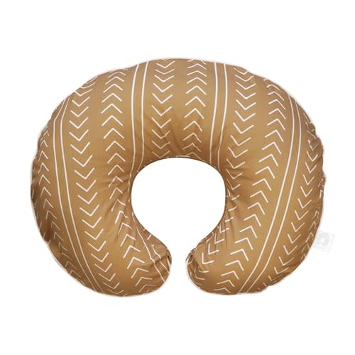 Boppy Original Nursing Pillow with Organic Cotton Cover, Camel Stitch Stripe, Ergonomic Nursing Essentials for Bottle and Breastfeeding, Firm Hypoallergenic Fiber Fill with 100% Organic Cotton Cover