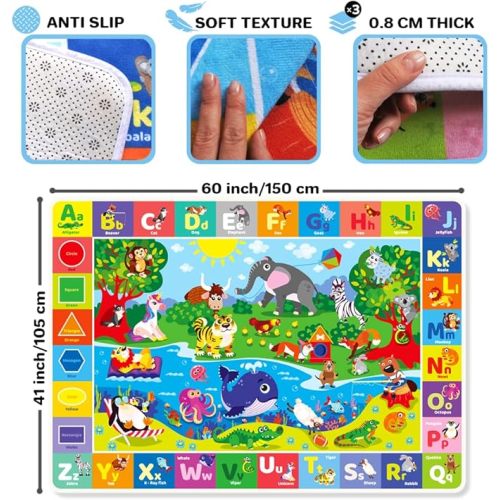 QUOKKA Baby Mat for Floor Play for Babies 6-12 Months – Super Soft Baby Floor Play Mat for Toddlers 1-3 – Extra Thick Crawling Plush Rug for Nursery – Padded Foldable Activity Infant Playroom Carpet