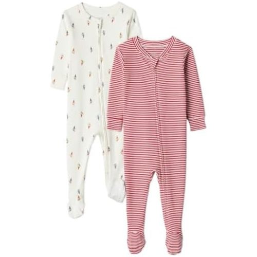 Amazon Essentials x Sofia Grainge Unisex Toddlers and Babies' Snug-Fit Cotton Footed Pajamas, Pack of 2
