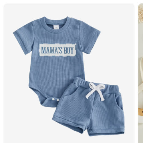 August + Willow Baby Boy Girl 2Pcs Summer Clothes Mama's Boy / Auntie's Little Bestie Letter Embroidery Short Sleeve Romper Shorts 2 Pcs Outfit Set - Shop