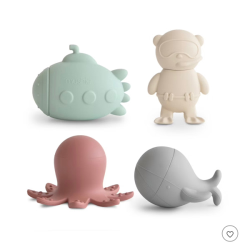 mushie Sealife Bath Toys Play Set for Toddlers | 100% Food Grade Silicone | Pack of 4