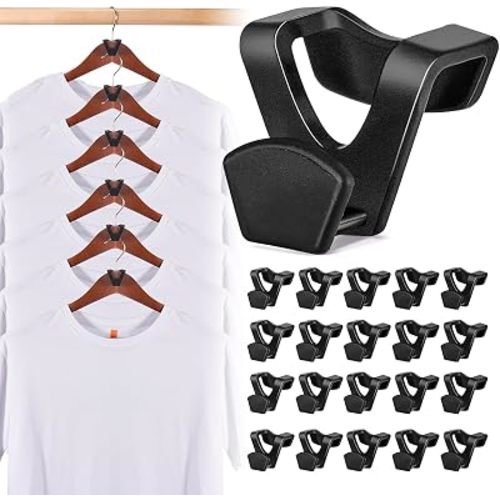HOUSE DAY Space Saving Hanger Hooks 60 Pack, Black Clothes Hanger Connector Hooks, Heavy Duty Hanger Hooks Space Saver, Premium College Dorm Room Essentials, Good Closet Organizers and Storage
