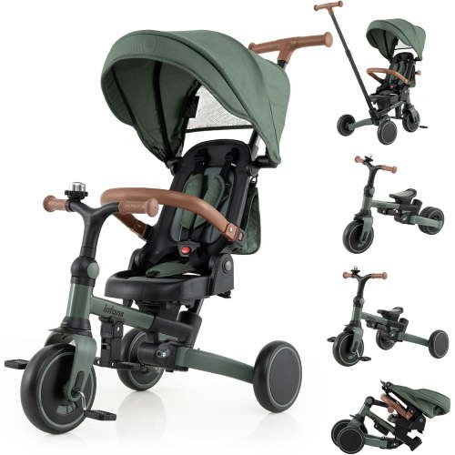 Olakids, Tricycle, 9-in-1, Foldable Toddlers, Green