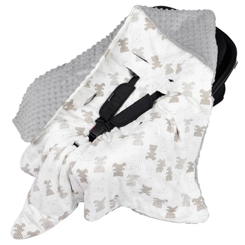 Bebamour Winter Car Seat Cover and Baby Swaddle Blanket - Newborn Wrap for Girls Boys, Warm Winter