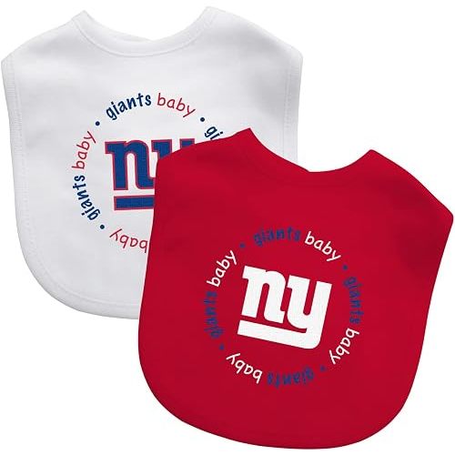 Baby Fanatic Officially Licensed Unisex Baby Bibs 2 Pack - NFL New York Giants Baby Apparel Set