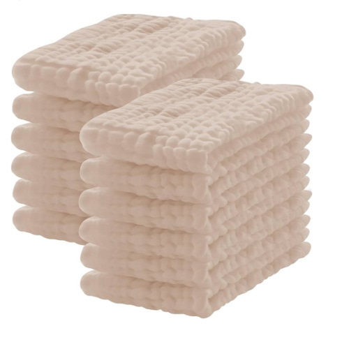 12 Pack Muslin Burp Cloths 100% Cotton Muslin Cloths Large 20''x10'' Extra Soft and Absorbent Baby Burping Cloth - Brown