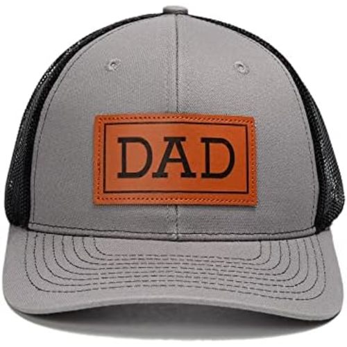 PAUPPY Dad Hat Gifts for Father's Day,New Grandpa Gifts Mesh Trucker Hat Golf Hat Leather Patch Hat for New Dad Baseball Caps