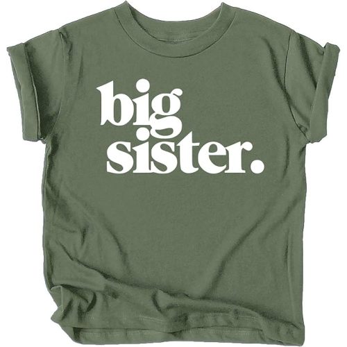 Bold Big Sister Colorful Sibling Reveal Announcement T-Shirt for Baby and Toddler Girls Sibling Outfits