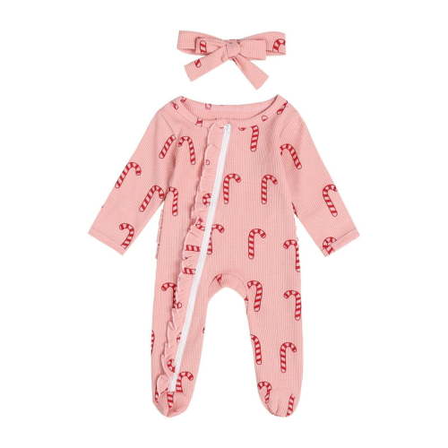 Infant Baby Girls Christmas Clothing New Born Baby Footies Romper
