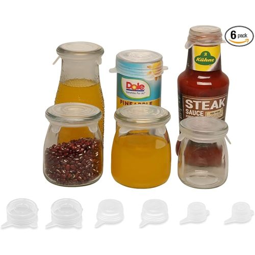 Extra Small Silicone Stretch Lids Reusable Silicone Jar Cover 3 Different Sizes Fit to 1.2 Inch to 2.4 Inch Small Jars,Food Cans,Bottles 6 Pack