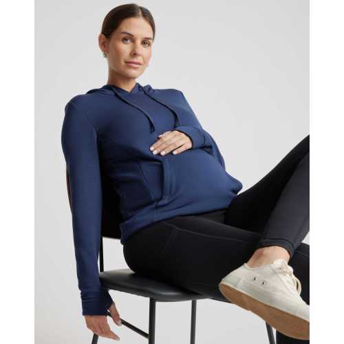 SuperSoft Fleece Maternity & Nursing Hoodie in Navy