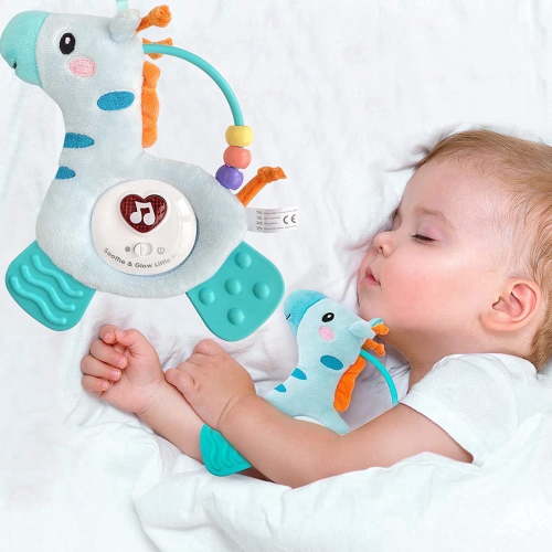 Baby Toys 3-6-12 Months, Sensory Teething Musical Soothing Plush Toys for Infants 6-12 Months Gifts