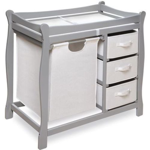 Sleigh Style Baby Changing Table with Hamper and 3 Baskets