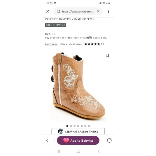 Boot Barn Infant Girls' Lil' Lasy Poppet Boots - Round Toe