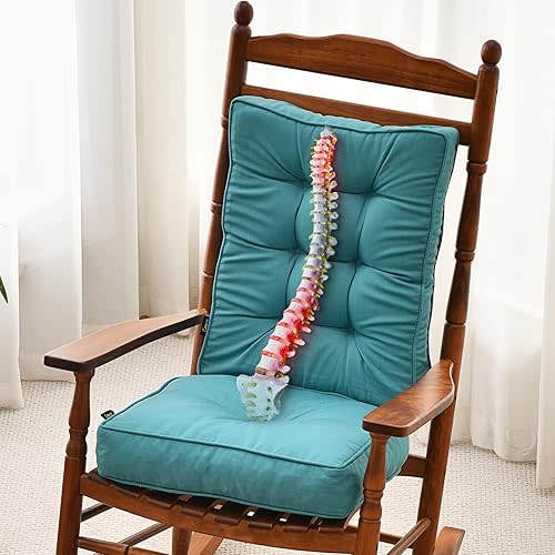 SUNROX Memory Foam Non Slip Rocking Chair Cushion, FadeShield Water Resistant Thicken Durable Tufted Pads, Set of Seat & Back Cushion with Ties for Indoor/Outdoor Rocker, 2 Piece, Turquoise