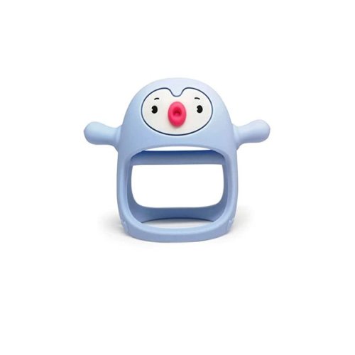 Penguin Buddy Never Drop Silicone Baby Teething Toy for 0-6month Infants (Blue)