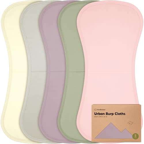 Organic Burp Cloths Baby Boy & Girl - 5-Pack Super Absorbent Cotton Burping Cloths for Babies, Soft & Plush Newborn Spit Up Rags, Infant Towels for Milk Spit Up, Unisex, Large 21" x 10" (Embrace)