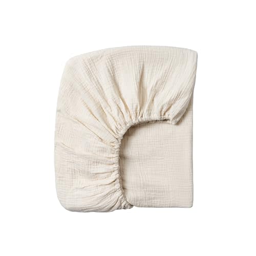 Meracorallo Muslin Crib Sheet, 100% Cotton Fitted Crib Sheet 28x52 Soft and Breathable Baby Boys Girls Cover for Standard Crib and Toddler Mattresses, Cream