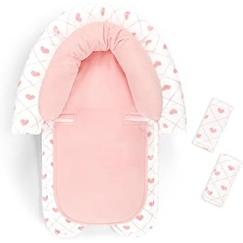 Infant Car Seat Insert, HNHUAMING Baby Car Seat Head & Body Support with 2 Strap Pads, Ultra Soft Newborn Preemie Carseat Insert Cushion for Girls Boys, Fits Car Seat, Stroller, Swing, Bouncer, Pink