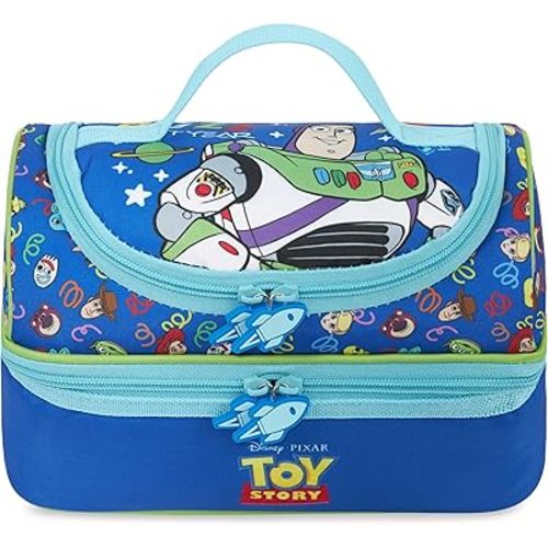 Get Trend Disney Toy Story Kids Reusable Insulated Lunch Bag, Lightweight Cooler Bag, Dual Compartment with Handle, Fits Kids Lunch Box for School, Picnic, Gifts for Boys (Blue/Multi Buzz)