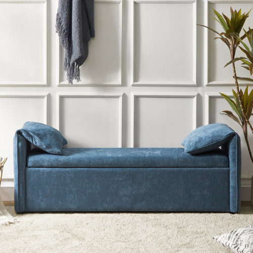 Wade Logan® Aristides Modern 61''W Upholstered Storage Bench with Pillows Designed to Resemble Elephant Ears & Reviews | Wayfair