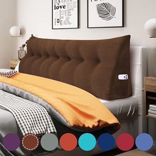 WOWMAX Headboard Wedge Pillow King Triangular Headboard Pillow Bed Wedge Pillow for Headboard Bolster Pillow for Bed Wedge Pillow Headboard Daybed Pillows, Corduroy(100% Cotton)