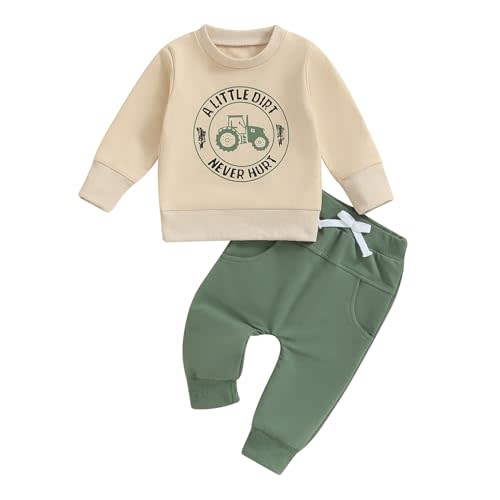Toddler Baby Boy Fall Winter Clothes Mamas Little Boy Outfit Letter Long Sleeve Sweatshirts and Jogger Pants Set