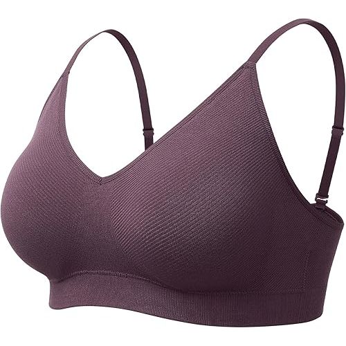 Momcozy Nursing Bras for Breastfeeding and Sleep, Seamless Soft & Stretchy Maternity Bra, V Neck Wireless Pregnancy Bralette