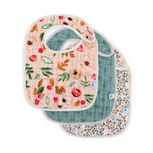 Cotton Muslin Classic Bib 3 Pack - Vintage Floral