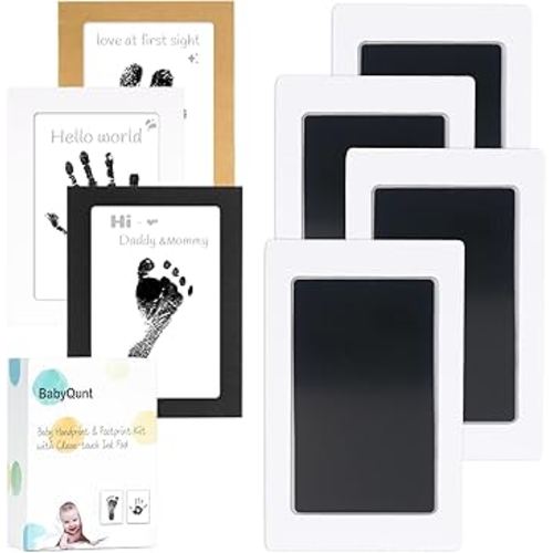 Inkless Baby Hand and Footprint Kit,Clean-Touch Ink Pad Kit,Safe No Mess Printing Infant Hand Foot Stamp,4 Pack Newborn Inkless Print Pads Best Keepsake or Gifts for Family