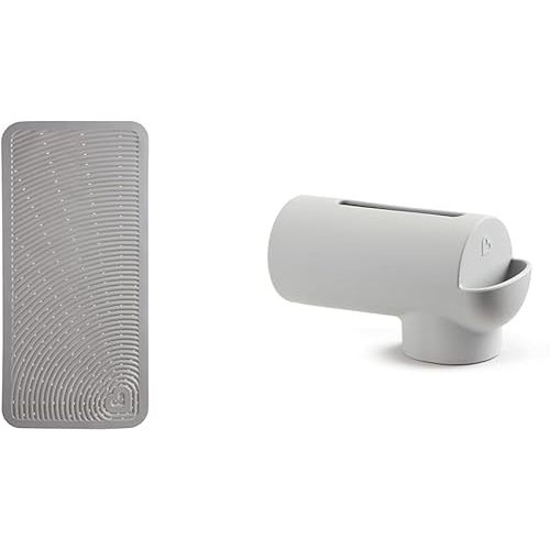 Munchkin® Soft Spot™ Baby Bath Mat for Tub and Silicone Bathtub Spout Cover with Built-in Bubble Bath Dispenser, Grey