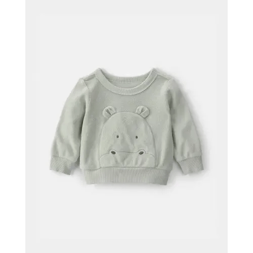 Baby Hippo Terry Pullover Sweatshirt - Green | Carter's
