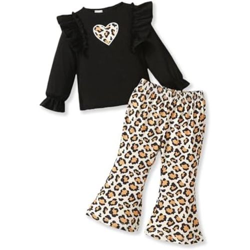 Ichigobaby Baby Girl Clothes Infant Toddler Girl Outfit Long Sleeve Shirts Top Rufffle Pants Little Girls Clothes