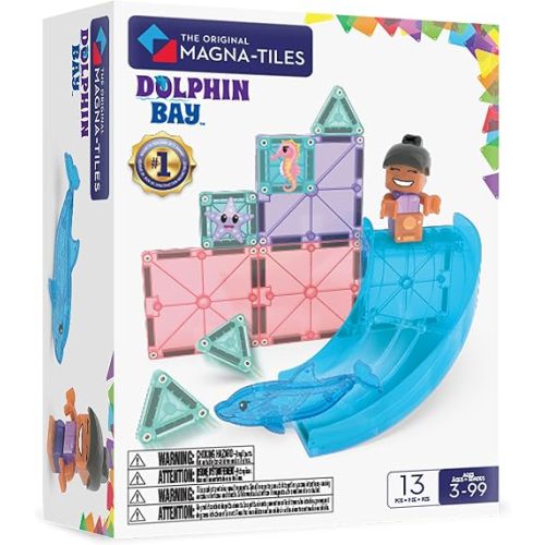 MAGNA-TILES Dolphin Bay 13-Piece Magnetic Construction Set, The Original Magnetic Building Brand