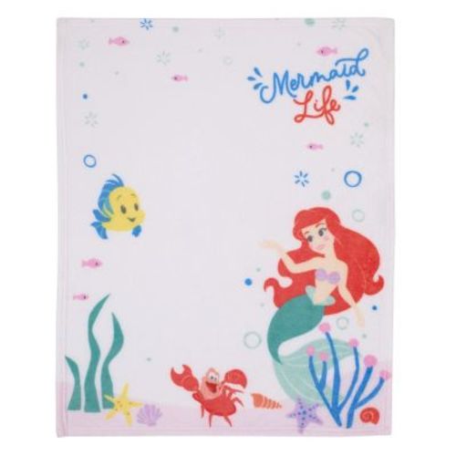 NoJo Disney Ariel The Little Mermaid White Mermaid Life Super Soft Photo Op Baby Blanket