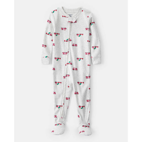 Baby Boy Train Print Cotton Long-Sleeve Snug Fit 1-Piece Pajamas - Grey - Carter's | Carter's