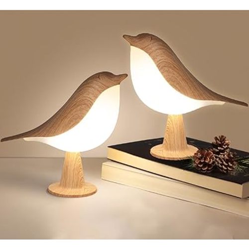 VoMii 2 Pack Bird Table Lamp, Small Desk Lamp Cordless Touch Dimmable Night Light with 3 Color Temperature, Cute Lamps Rechargeable 2600mAh, for Bedroom Bedside Nightstand, Room Decor, Bird Gifts