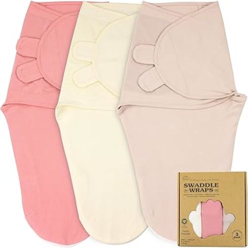 Bublo Baby Organic Zipper Swaddles for Newborns – Swaddles 0-3 Months, 3-Pack – Infant Sleep Sack with Zipper – Adjustable & Breathable Swaddle Blanket Wrap for Newborn Girls (Dusty Pink)