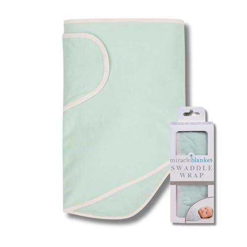 Miracle Blanket Swaddle Wrap (Green with Beige Trim)