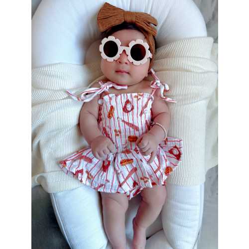 Muslin Smocked Bubble w/ Skirt, Baseball Game