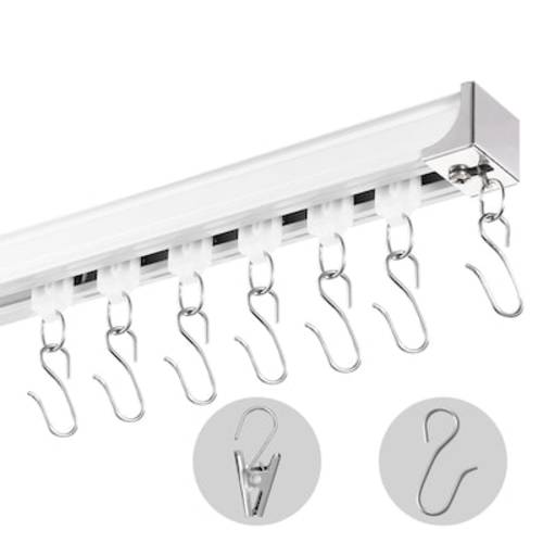 VEVOR Ceiling Curtain Track Set 8.9 FT/2.7 Meter Sliding Ceiling Track System for Curtains Room Divider Curtain Track Ceiling/Wall Mounted for Living Room Bedroom with Hooks and Hardware White in the Curtain Rods department at Lowes.com