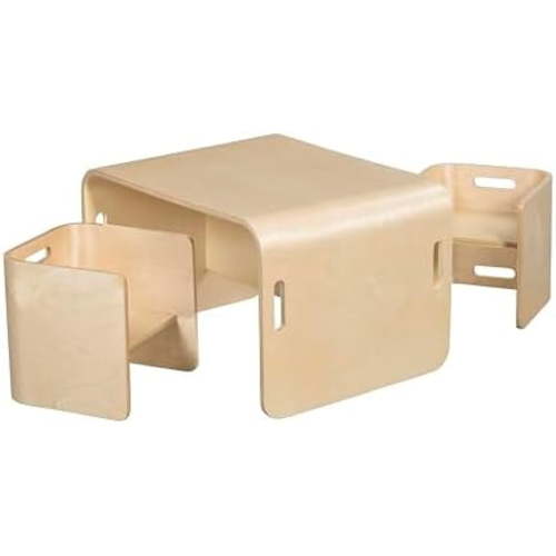 Bentwood Adaptable Kids Table and Chairs Set, Kids Furniture, Natural, 3-Piece$$Home Decor, Kitchen, & Other