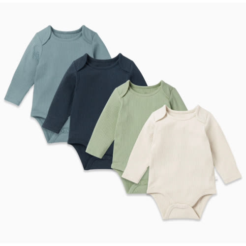 Ribbed Long Sleeve Bodysuit 4 Pack Ribbed Sage mix / Newborn