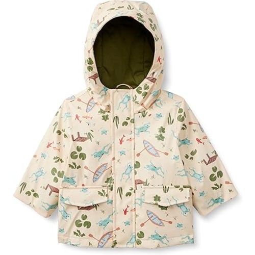 Amazon Essentials x Sofia Grainge Toddler and Baby Boys' Water-Repellent Rain Jacket with Quilted Lining