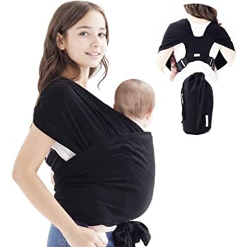 Baby wrap Carrier,Softness Organic Cotton,Breathable Adjustable Strap Baby Hold Carrier for Newborn Up to 40 lbs (Black)