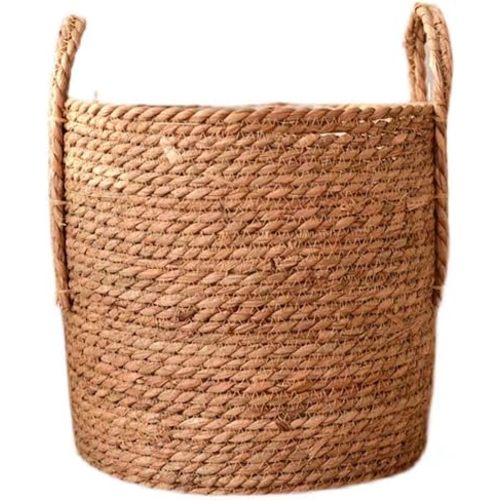 Handmade Rattan Woven Flowerpot Straw Woven Storage Basket Plant Holder Flower Pot Planter Balcony Home Decoration(13.78''X11.81''X13.78'')