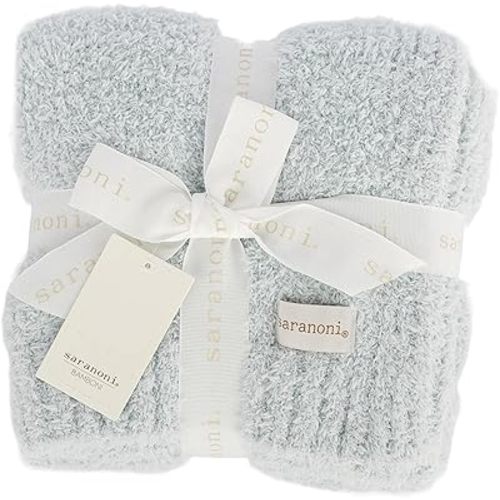 SARANONI Bamboni Baby Blanket | Luxury Plush Super Soft Blanket | Breathable Comfort Infant Baby Blankets for Boys & Girls | Light Blue, Mini - 15” x 20”