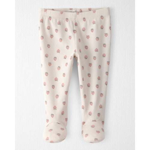 Baby Girl Organic Cotton Rib Footed Pants in Strawberry Print - Little Planet | Carter's