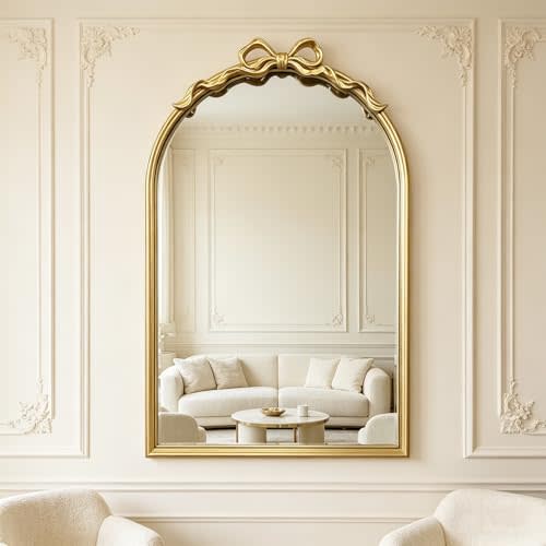 Arched Gold Vintage Wall Mirror for Living Room Bedroom Bathroom,16x25In | French Baroque Antique Decorative Large Mirror for Fireplace Entryway Hallway Vanity, Home Decor Gift for Homemakers